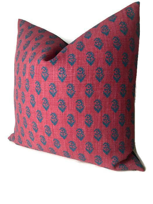 Dekowe Peter Dunham Rajmata Tonal Pillow Cover In Red And Blue