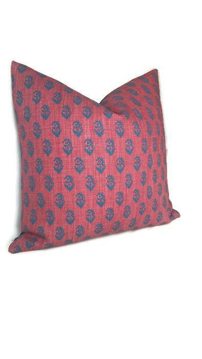 Dekowe Peter Dunham Rajmata Tonal Pillow Cover In Red And Blue