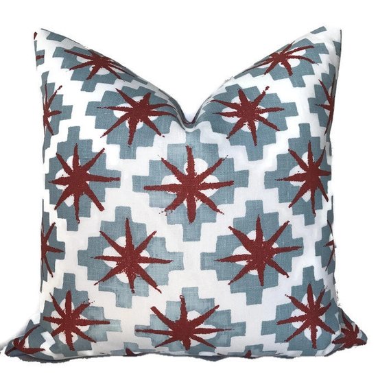 dekowe Peter Dunham Starburst Pillow Cover in South Red/Blue