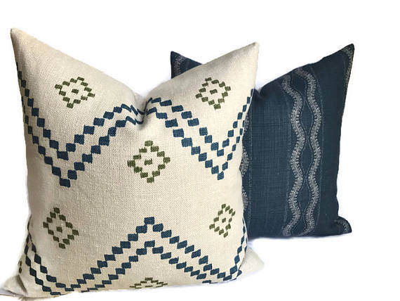Dekowe Peter Dunham Zanzibar Pillow Cover In Indigo Blue