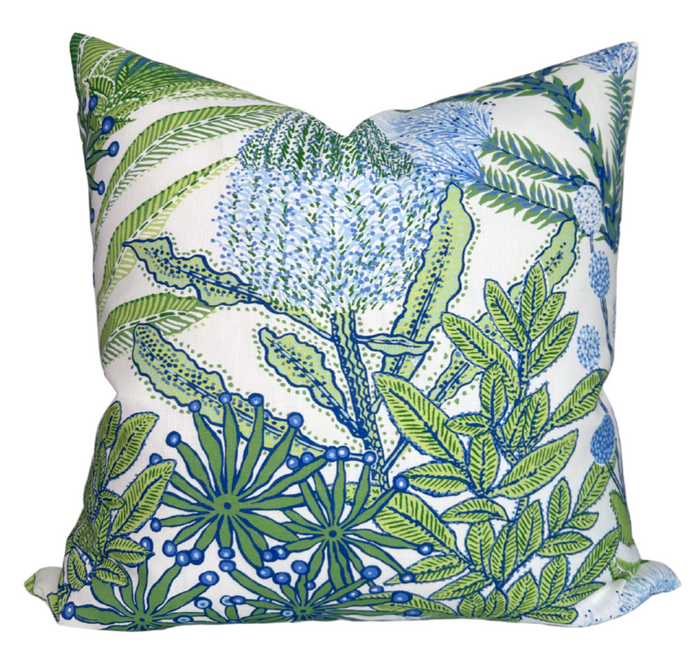 dekowe Protea Performance Pillow Cover in Blue + Green