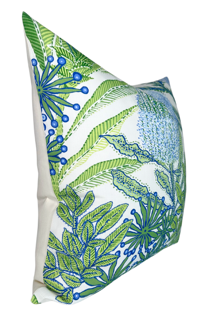 Dekowe Protea Performance Pillow Cover In Blue + Green