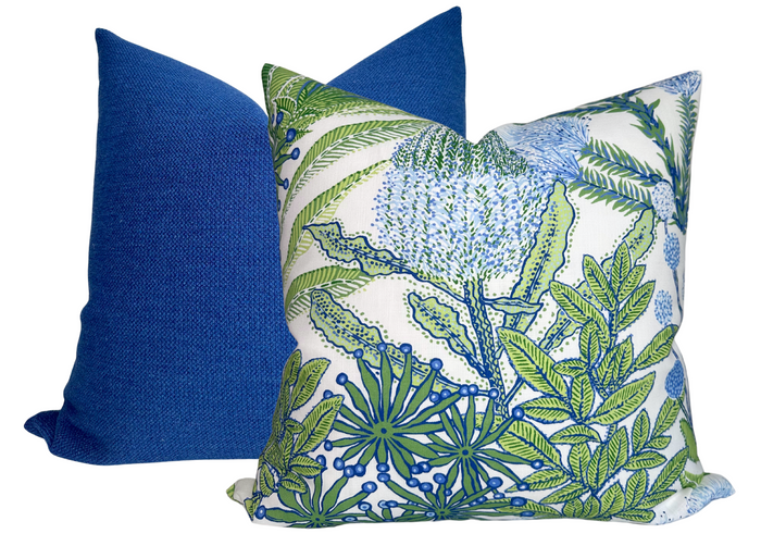 Dekowe Protea Performance Pillow Cover In Blue + Green