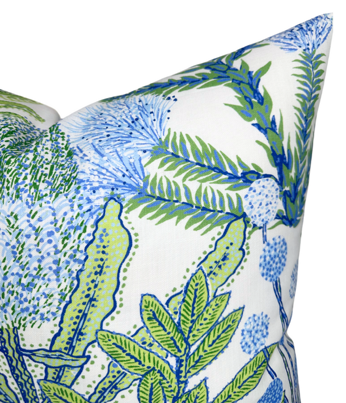 Dekowe Protea Performance Pillow Cover In Blue + Green