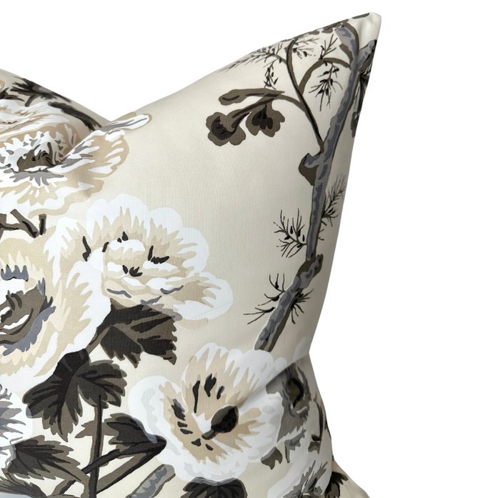 Dekowe Pyne Hollyhock Pillow Cover In Charcoal Schumacher Textiles