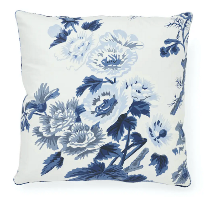 Dekowe Pyne Hollyhock Pillow Cover In Indigo Blue Schumacher Textiles