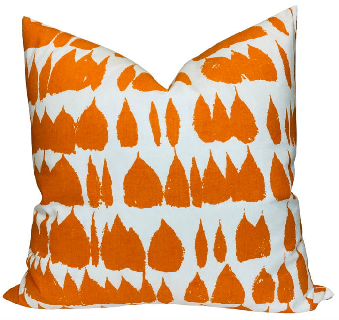 dekowe Queen of Spain Pillow Cover in Carrot Orange Schumacher Texiles