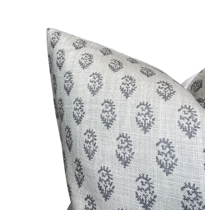 dekowe Rajmata Tonal Pillow Cover in Ash Grey Peter Dunham Textiles