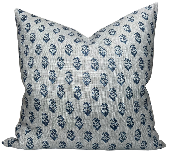 dekowe Rajmata Tonal Pillow Cover in Mist Indigo/Blue Peter Dunham Textiles