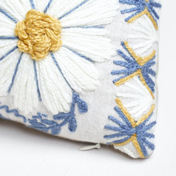 Dekowe Ready To Ship 12x16 Schumacher Marguerite Embroidery Pillow Cover In Blue