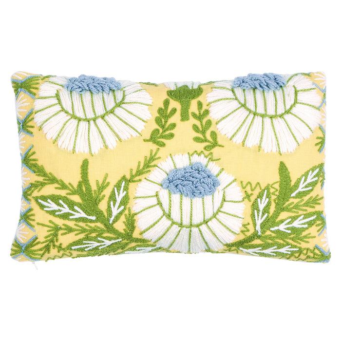 Dekowe Ready To Ship 12x16 Schumacher Marguerite Embroidery Pillow Cover In Buttercup Yellow