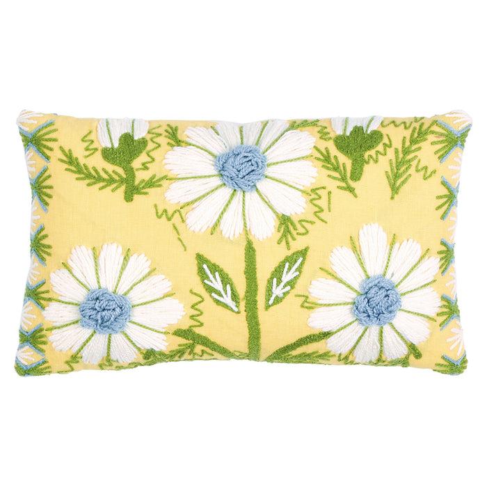 dekowe Ready to Ship 12x16 Schumacher Marguerite Embroidery Pillow Cover in Buttercup Yellow