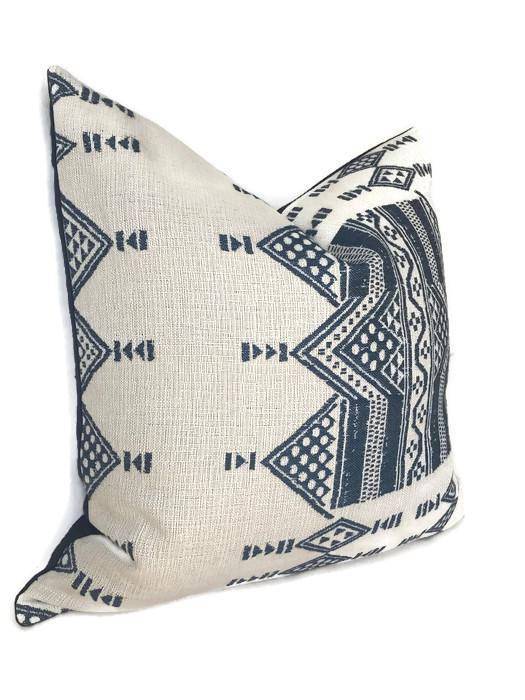Dekowe Ready To Ship 14x26 Peter Dunham Mombasa Pillow Cover In Indigo Blue