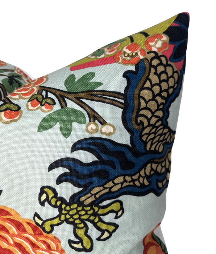 Dekowe Ready To Ship 16x16 Chiang May Dragon Pillow Cover In Aquamarine