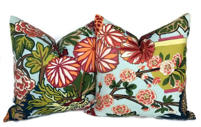 Dekowe Ready To Ship 16x16 Chiang May Dragon Pillow Cover In Aquamarine