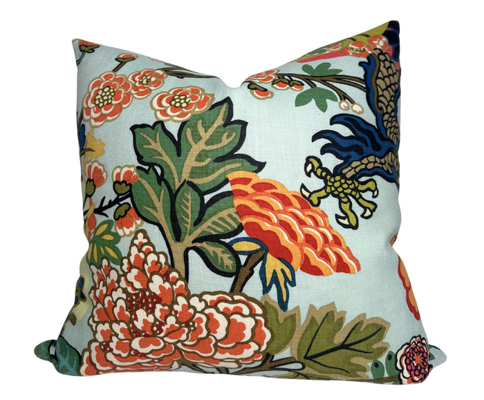 dekowe Ready to Ship 16x16 Chiang May Dragon Pillow Cover in Aquamarine