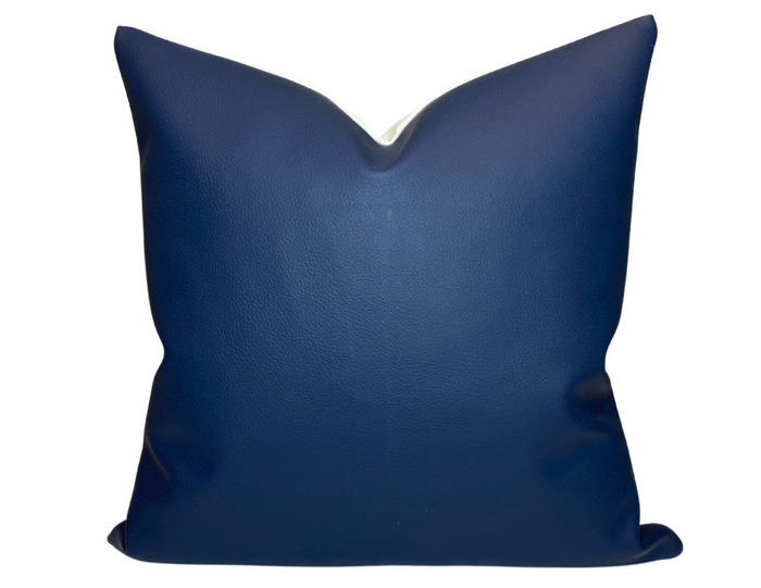 dekowe Ready to Ship 16x16 Leather Pillow Cover in Navy