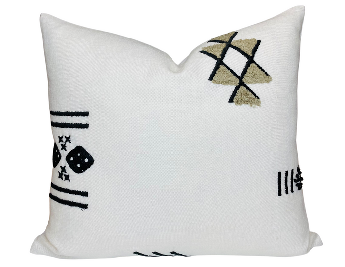 dekowe Ready to Ship 16x16 Schumacher Samsun Embroidered Pillow Cover in Carbon
