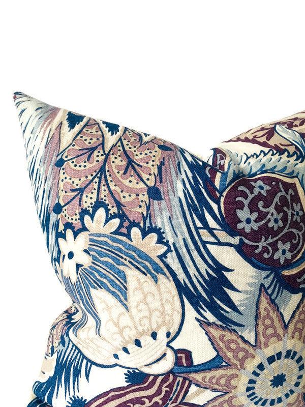 Dekowe Ready To Ship 16x16 Zanzibar Linen Print Pillow Cover In Hyacinth