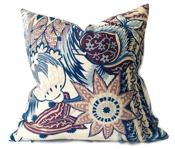 dekowe Ready to Ship 16x16 Zanzibar Linen Print Pillow Cover in Hyacinth