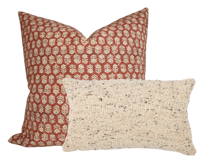 Dekowe Ready To Ship 18x18 + 22x22 Tulsi Pillow Cover In Rust