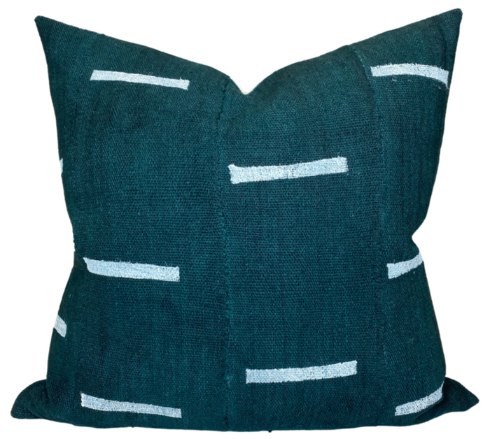 dekowe Ready to Ship 18x18 Dashes Mudcloth Pillow Cover in Hunter Green