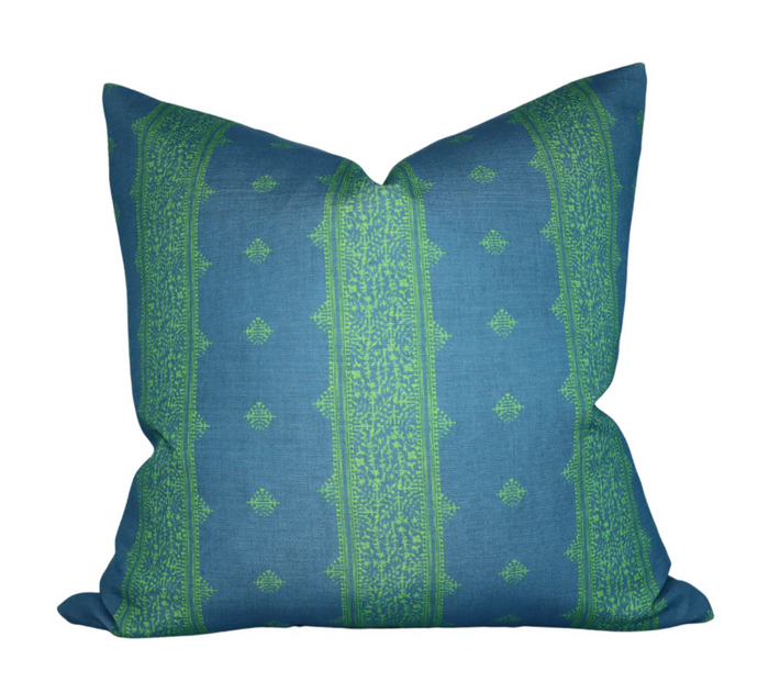 dekowe Ready to Ship 18x18 Fez Pillow Cover in Green + Blue Indoor Outdoor Pillows