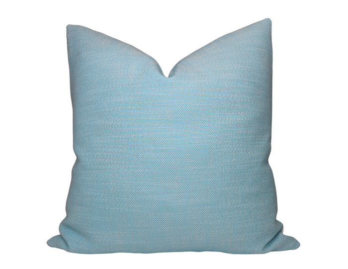 dekowe Ready to Ship 18x18 Outdoor Rough 'n Rowdy Woven Pillow Cover in Poolside Blue