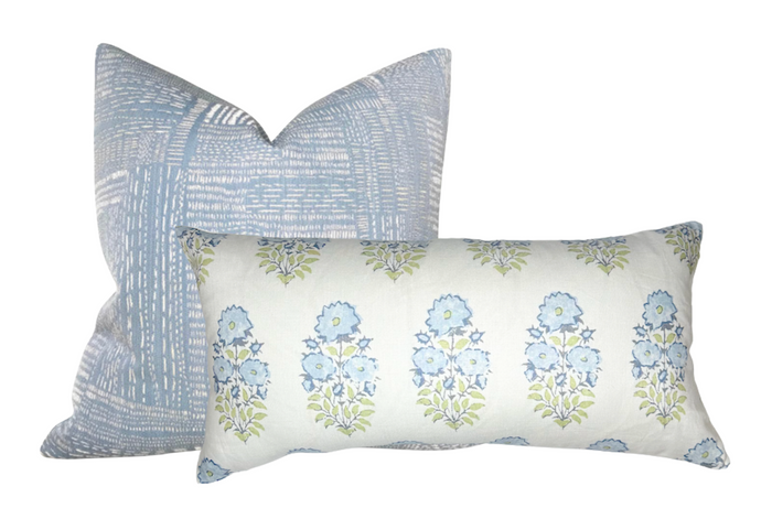 Dekowe Ready To Ship 18x18 Sashiko Pillow Cover In Pale Mist