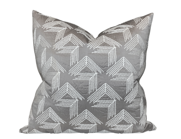 dekowe Ready to Ship 18x18 V Steps Pillow Cover in Pale Grey