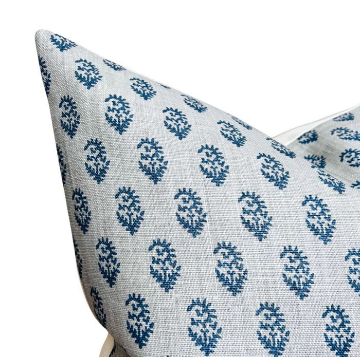 Dekowe Ready To Ship 20x20 14x20 Peter Dunham Rajmata Tonal Pillow Cover In Mist Indigo