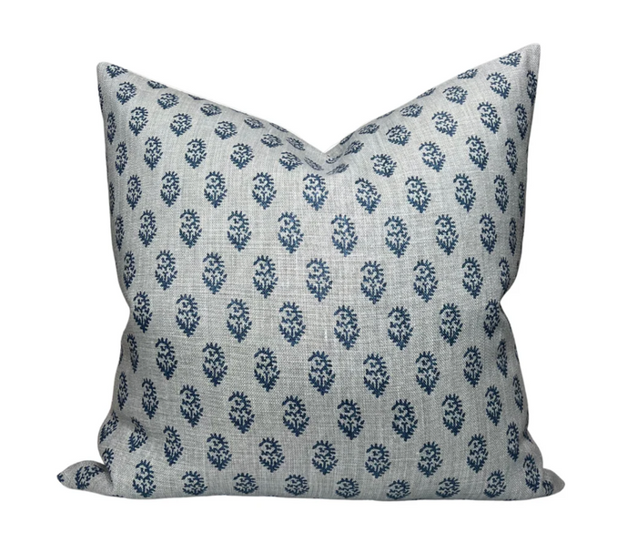 dekowe Ready to Ship 20x20 14x20 Peter Dunham Rajmata Tonal Pillow Cover in Mist Indigo