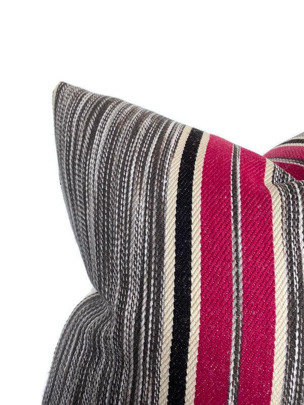 Dekowe Ready To Ship 20x20 Audley Striped Pillow Cover In Berry