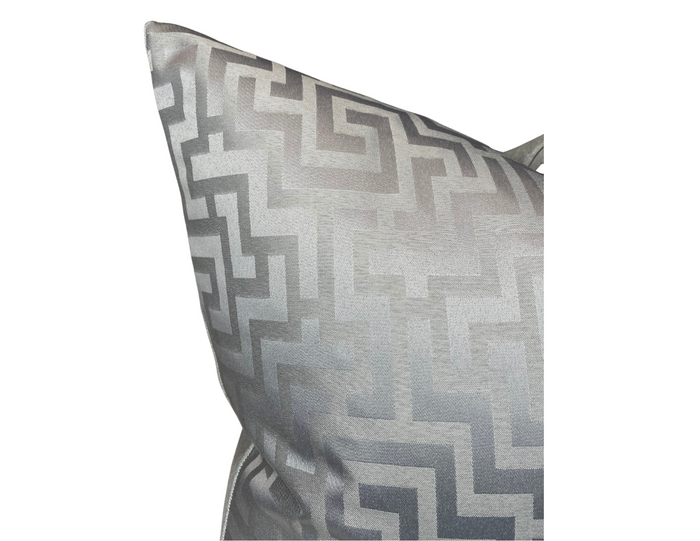 Dekowe Ready To Ship 20x20 Greek Key Pillow Cover In Silver