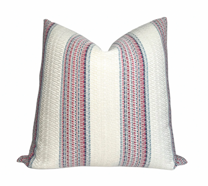 dekowe Ready to Ship 22x22 Bendita Stripe Pillow Cover in Rose