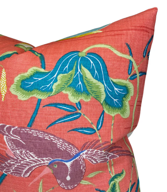 Dekowe Ready To Ship 22x22 Lotus Garden Pillow Cover In Coral