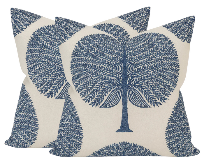 Dekowe Ready To Ship 22x22 Mulberry Tree Pillow Cover In Navy