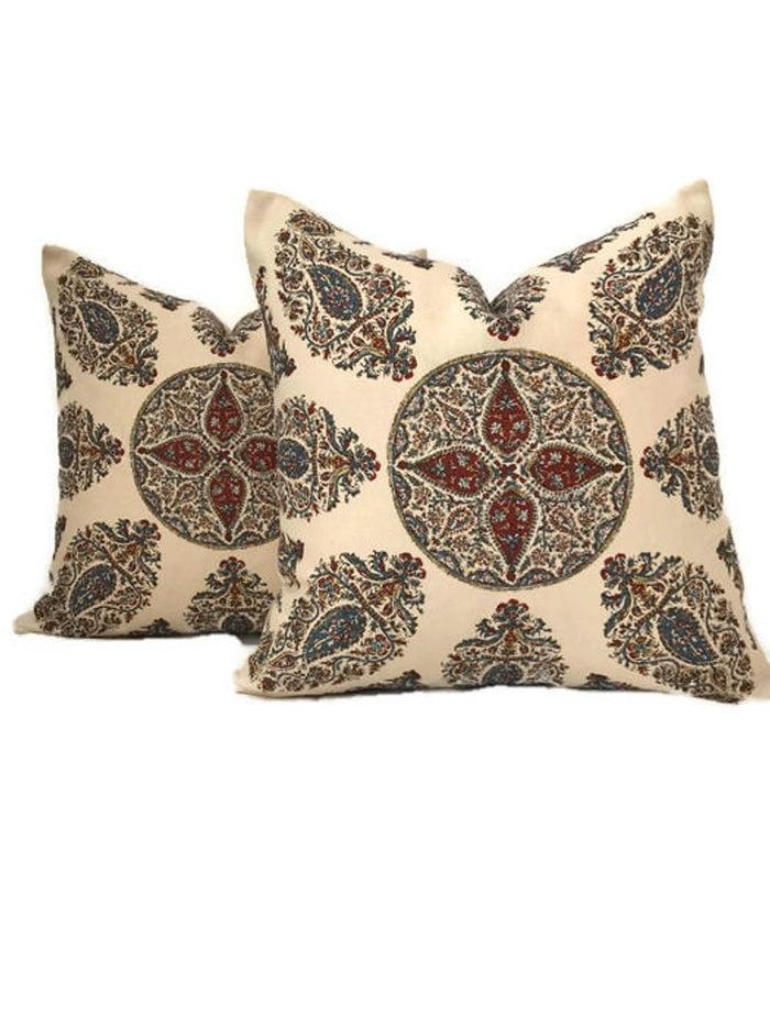 Dekowe Ready To Ship 22x22 Samarkand Pillow Cover In Red Blue Peter Dunham Textiles