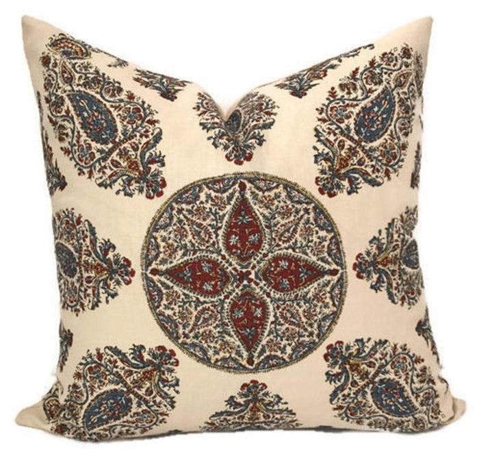 dekowe Ready to Ship 22x22 Samarkand Pillow Cover in Red Blue Peter Dunham Textiles