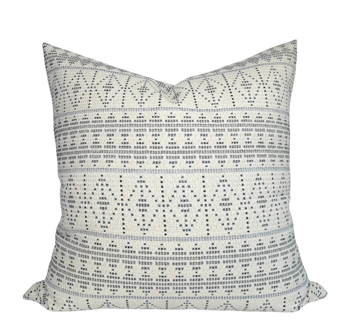 dekowe Ready to Ship 22x22 Souk Pillow Cover in Indigo on Natural