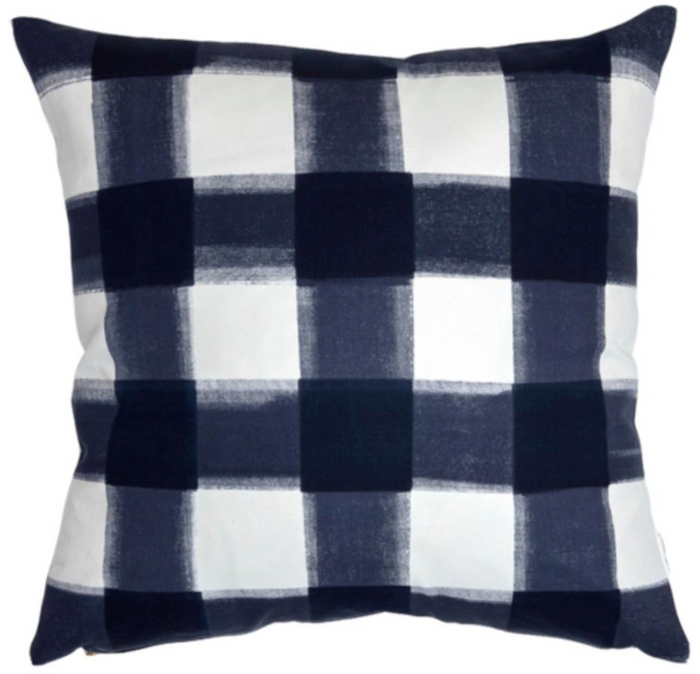 dekowe Ready to Ship 26x26 Buffalo Check Pillow Cover in Indigo