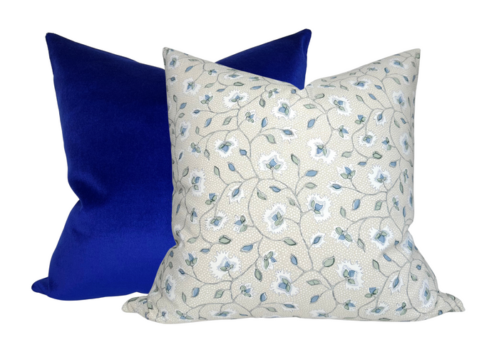 Dekowe Royal Blue Performance Velvet Pillow Cover Perennials Plushy Indoor Outdoor Pillow
