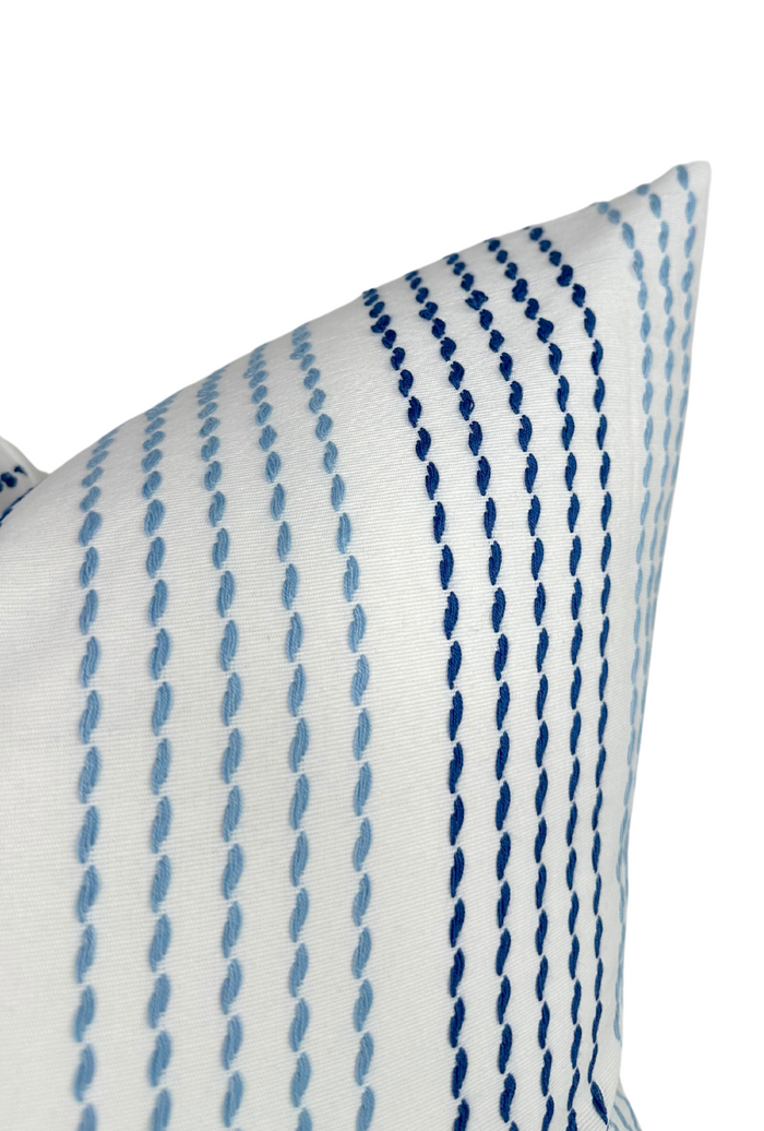 Dekowe Running Stitches Pillow Cover In Blues Schumacher Textiles