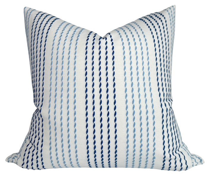 dekowe Running Stitches Pillow Cover in Blues Schumacher Textiles