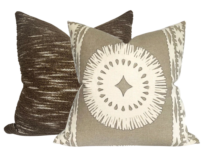 Dekowe Sahara Woven Pillow Cover In Bark Larsen Textiles