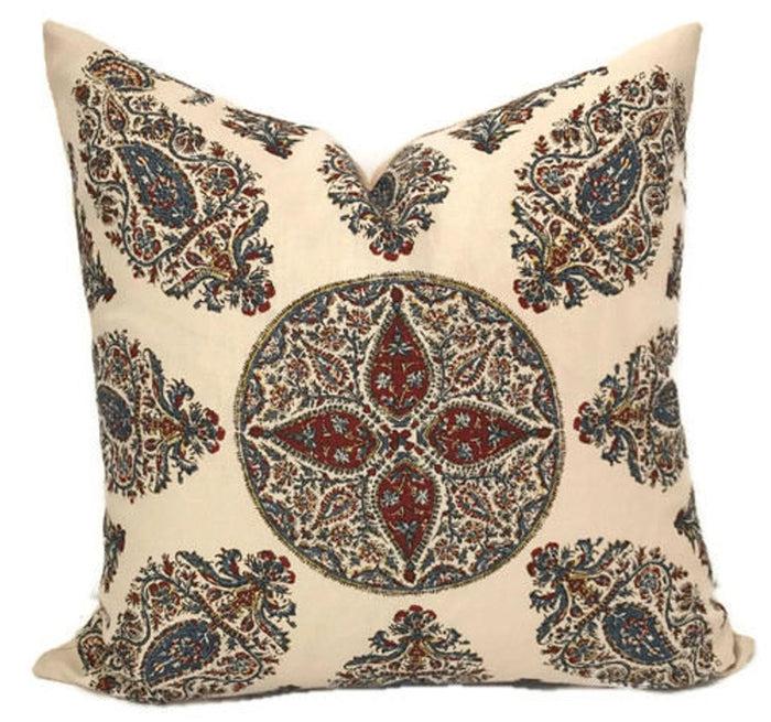 dekowe Samarkand Pillow Cover in Red Blue Peter Dunham Textiles