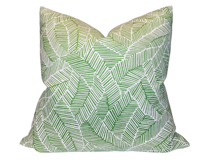 dekowe Schumacher Abstract Leaf Pillow Cover in Leaf Green