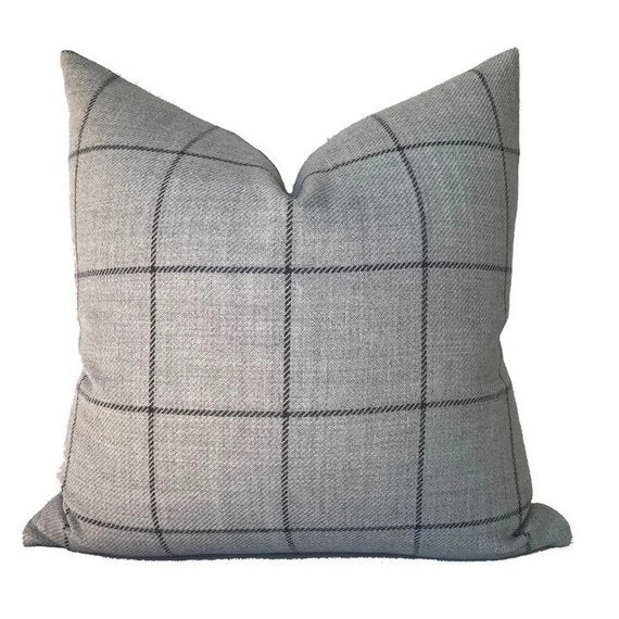 dekowe Schumacher Bancroft Wool Pillow Cover in Fog Grey