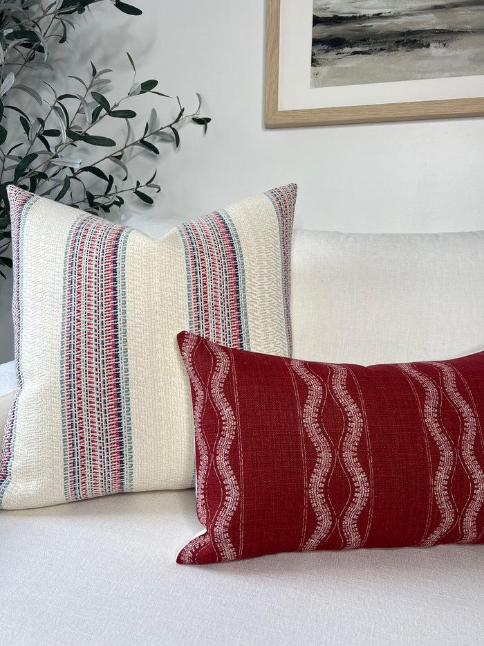 Dekowe Schumacher Bendita Stripe Pillow Cover In Rose