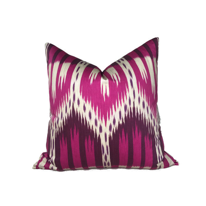 Dekowe Schumacher Bukhara Ikat Pillow Cover In Fuchsia